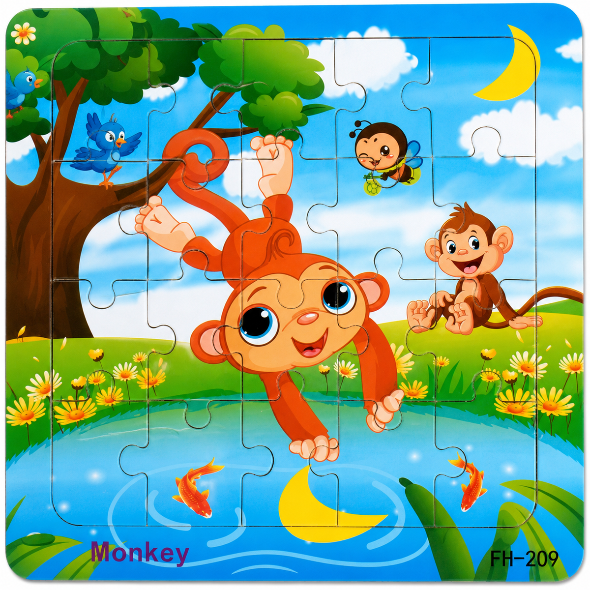 Montessori-houten dierenpuzzel voor kinderen