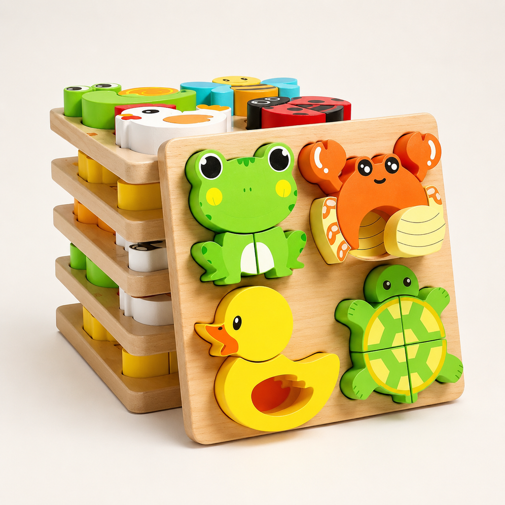 Houten dieren-insteekpuzzel