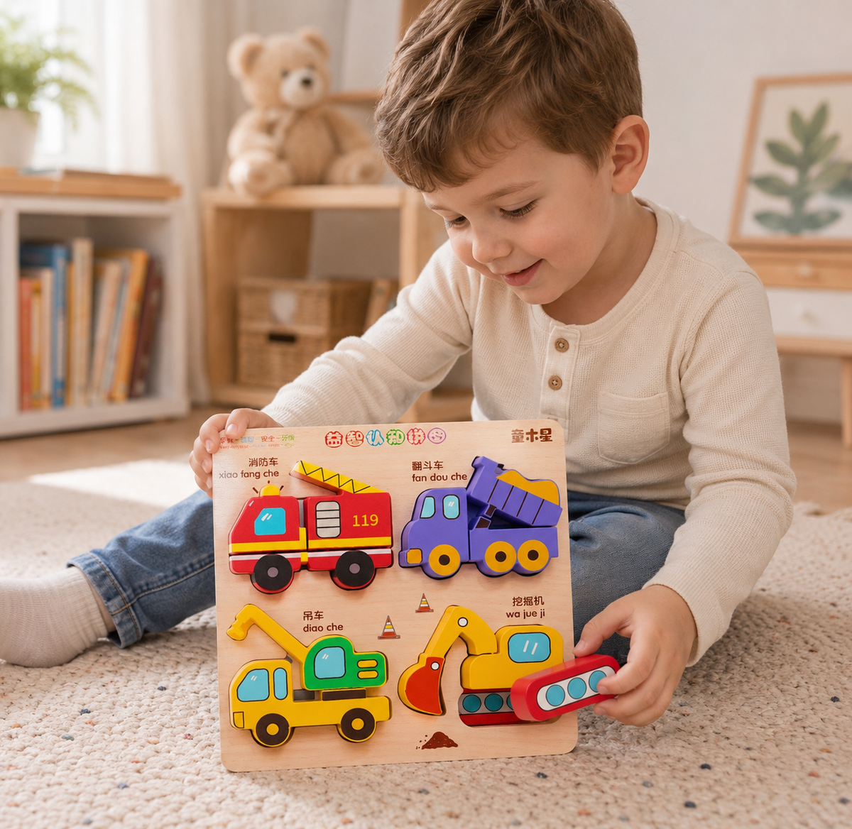 Houten dieren-insteekpuzzel