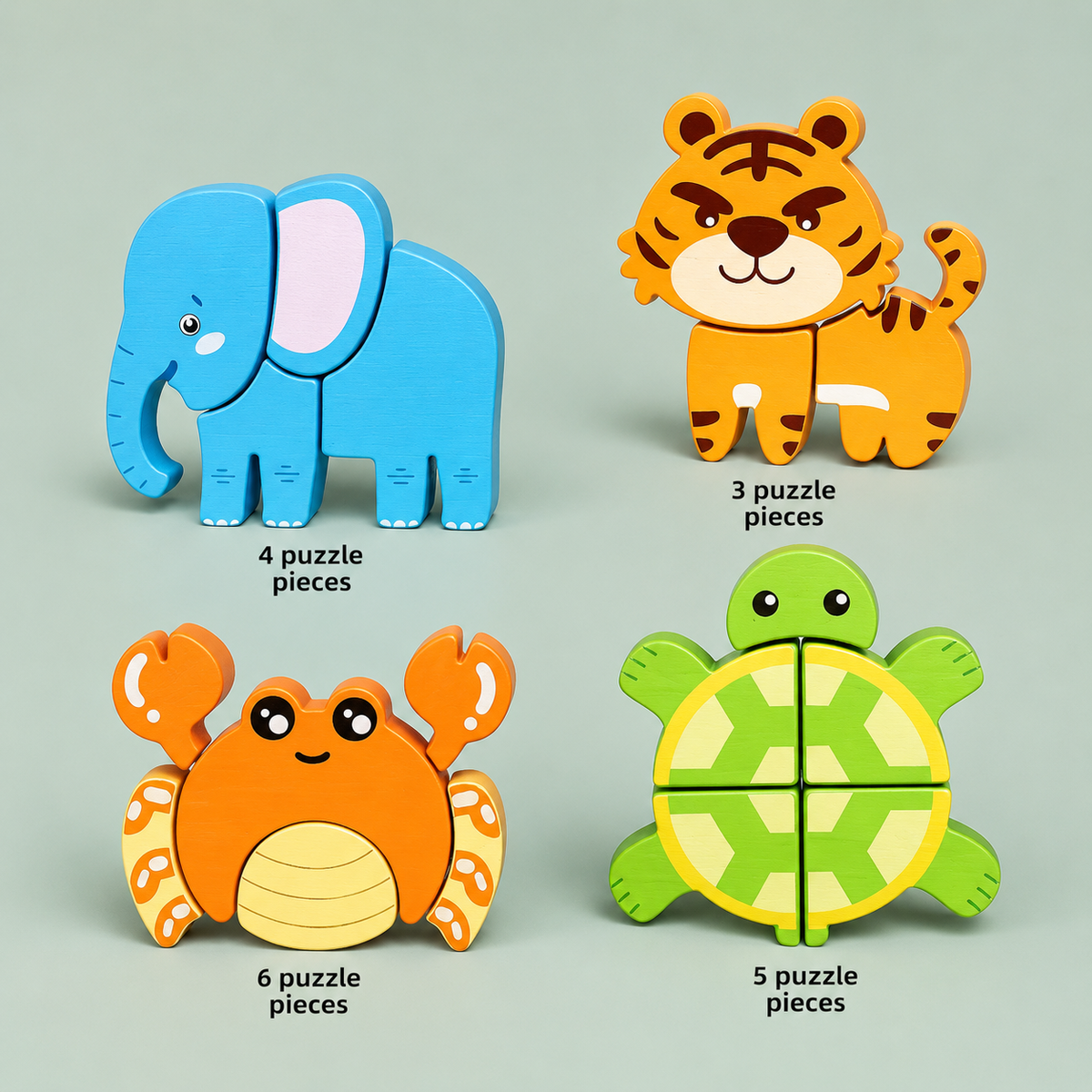 Houten dieren-insteekpuzzel