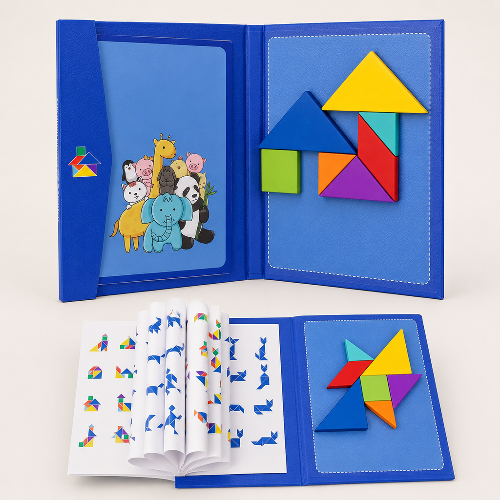 Magnetisch tangramboek met voorbeelden