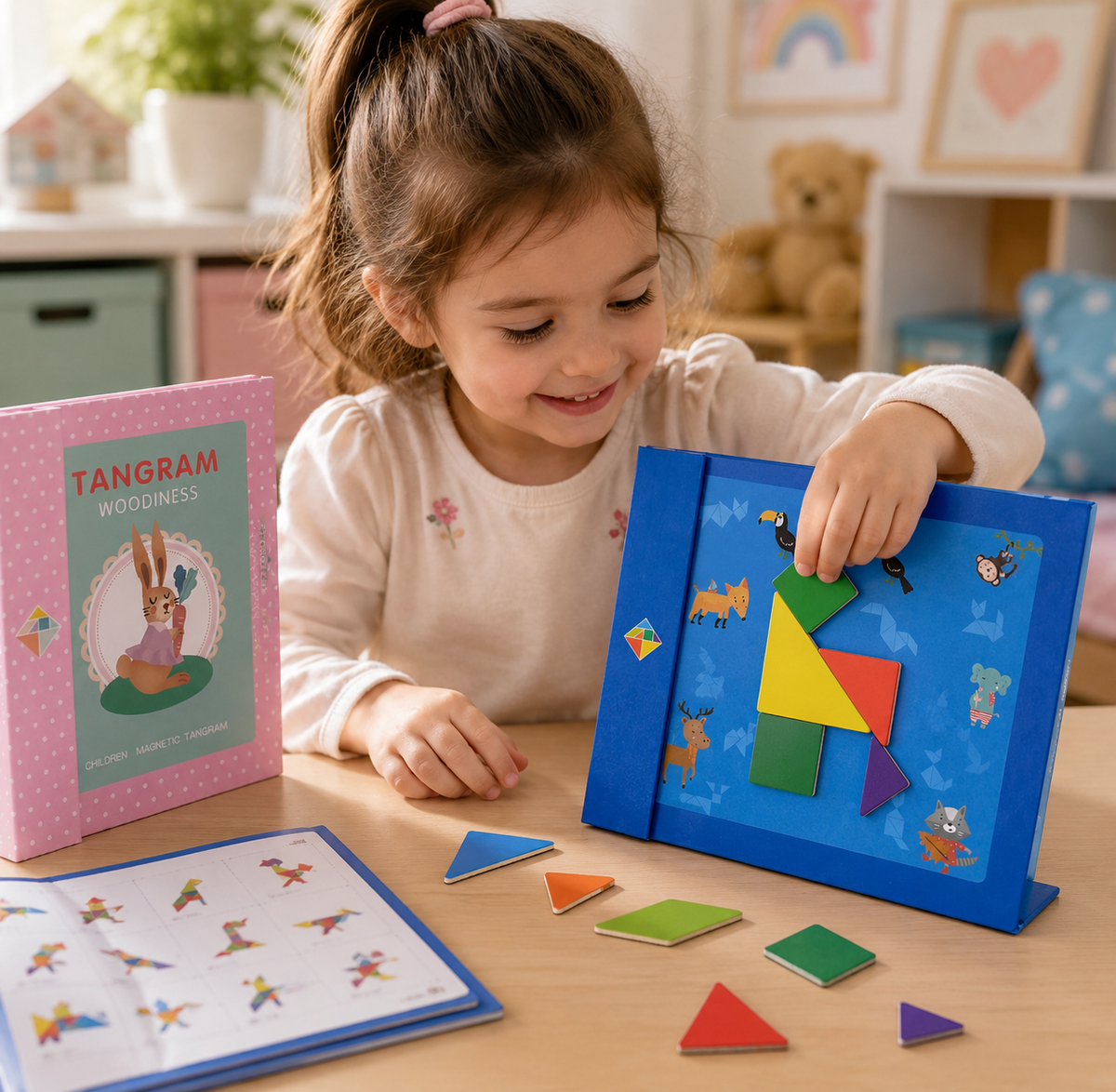 Magnetisch tangramboek met voorbeelden