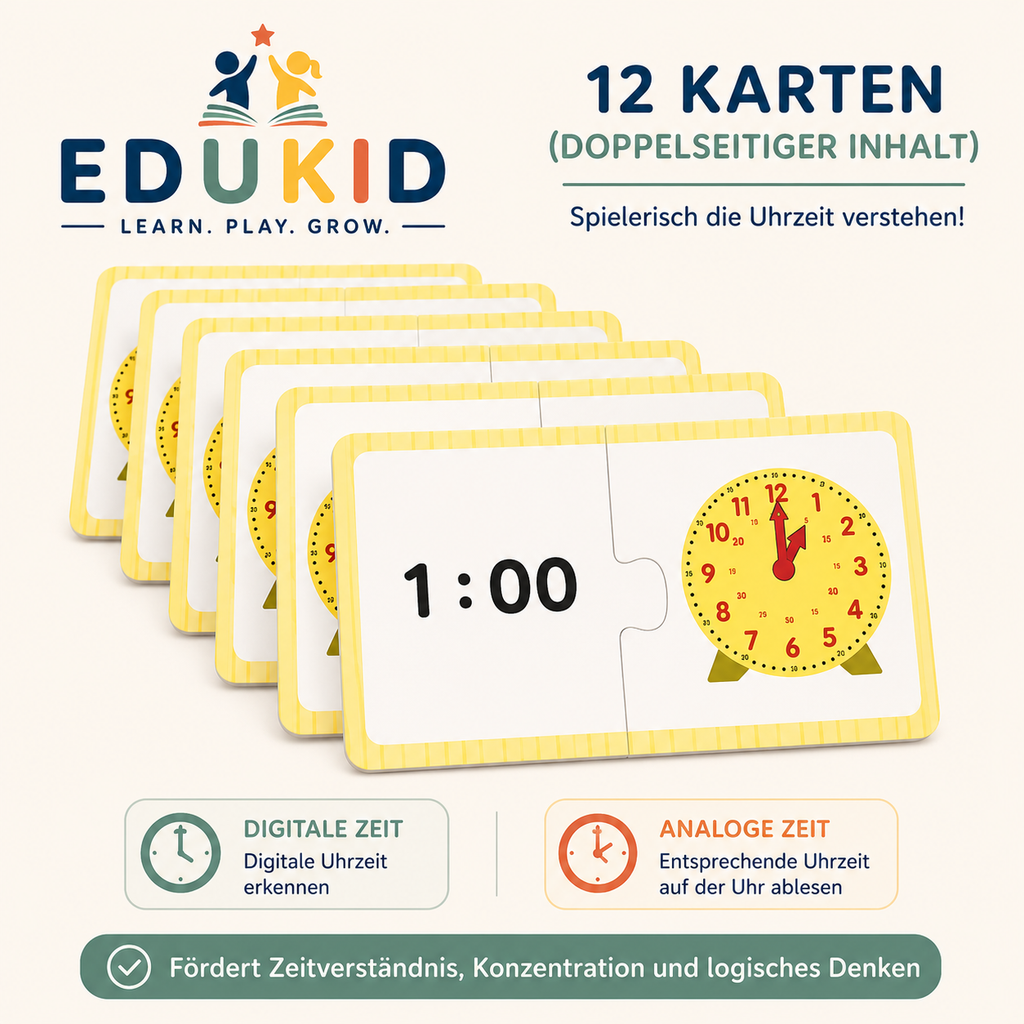 Houten leerklok & accessoires om klok te leren kijken