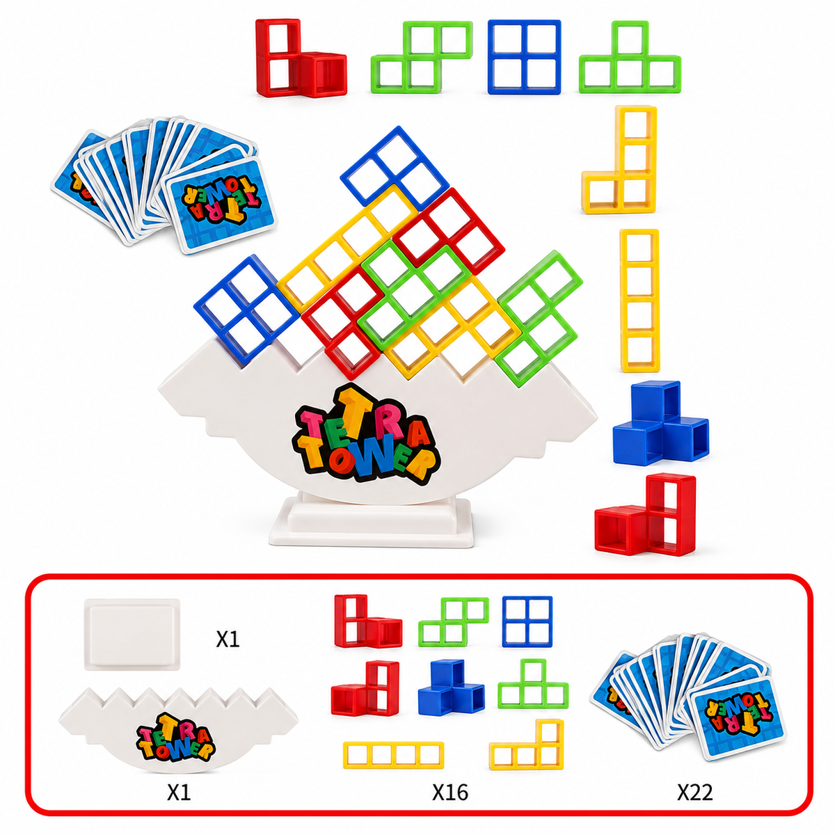 Tetris-balansspel met bouwstenen
