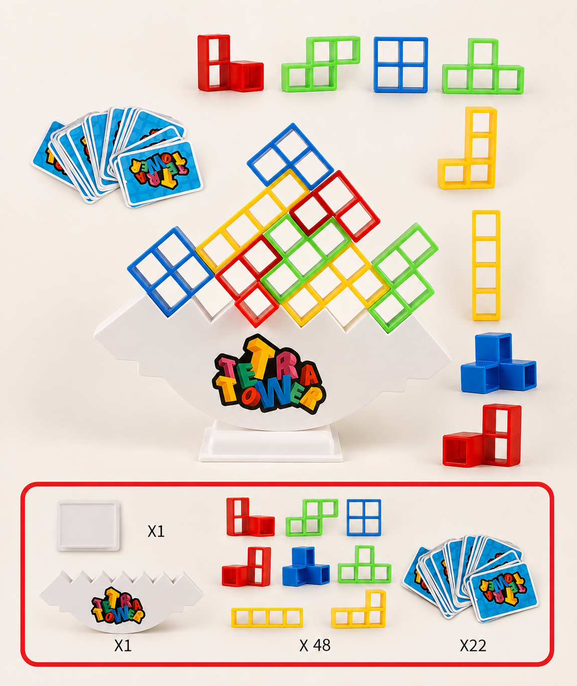 Tetris-balansspel met bouwstenen