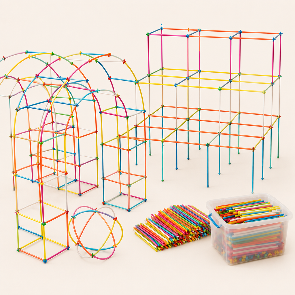 Constructieset met rietjes voor kinderen