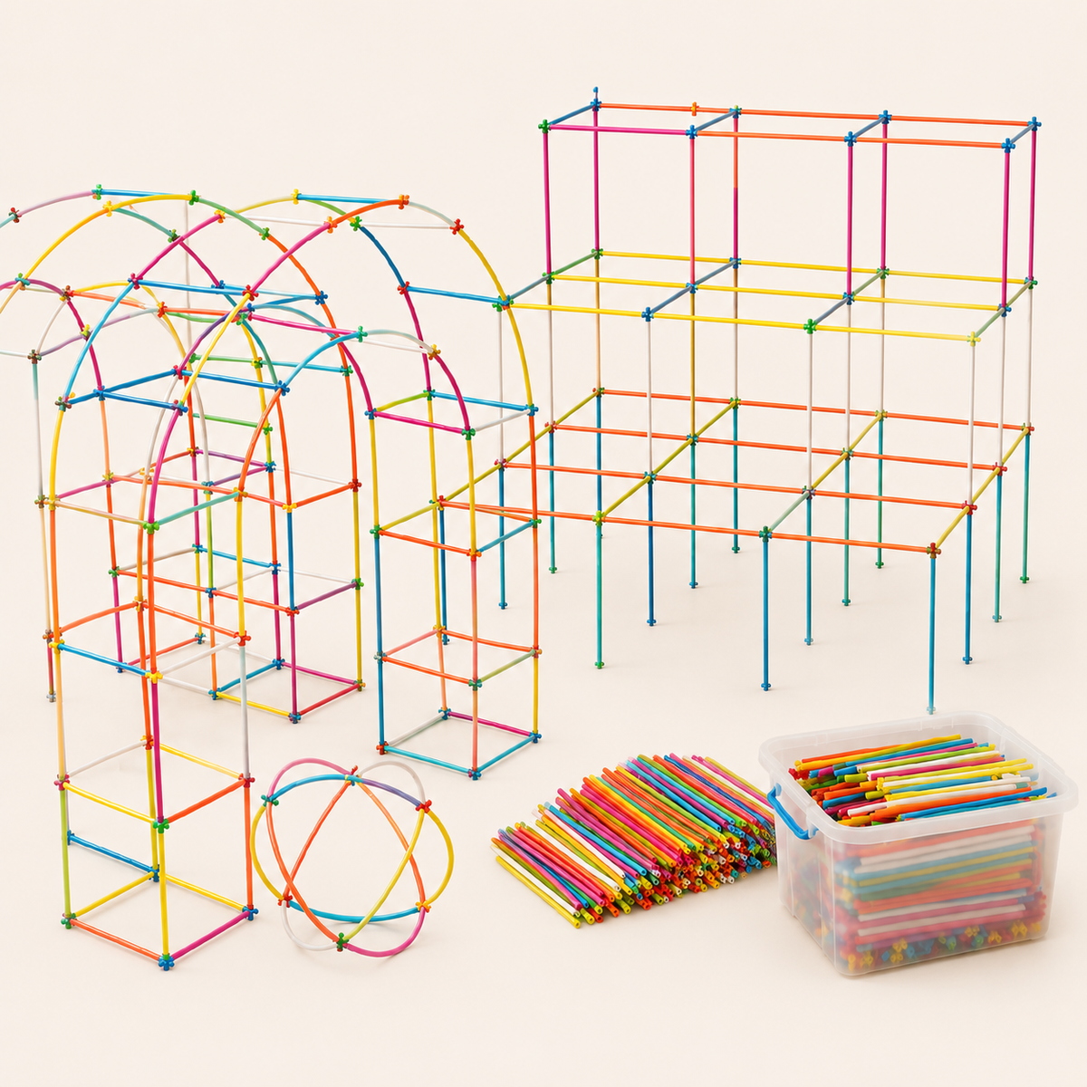 Constructieset met rietjes voor kinderen
