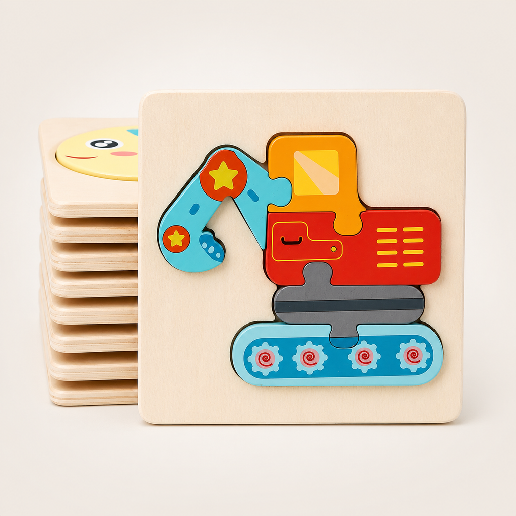Montessori 3D-houten puzzel met dieren & voertuigen