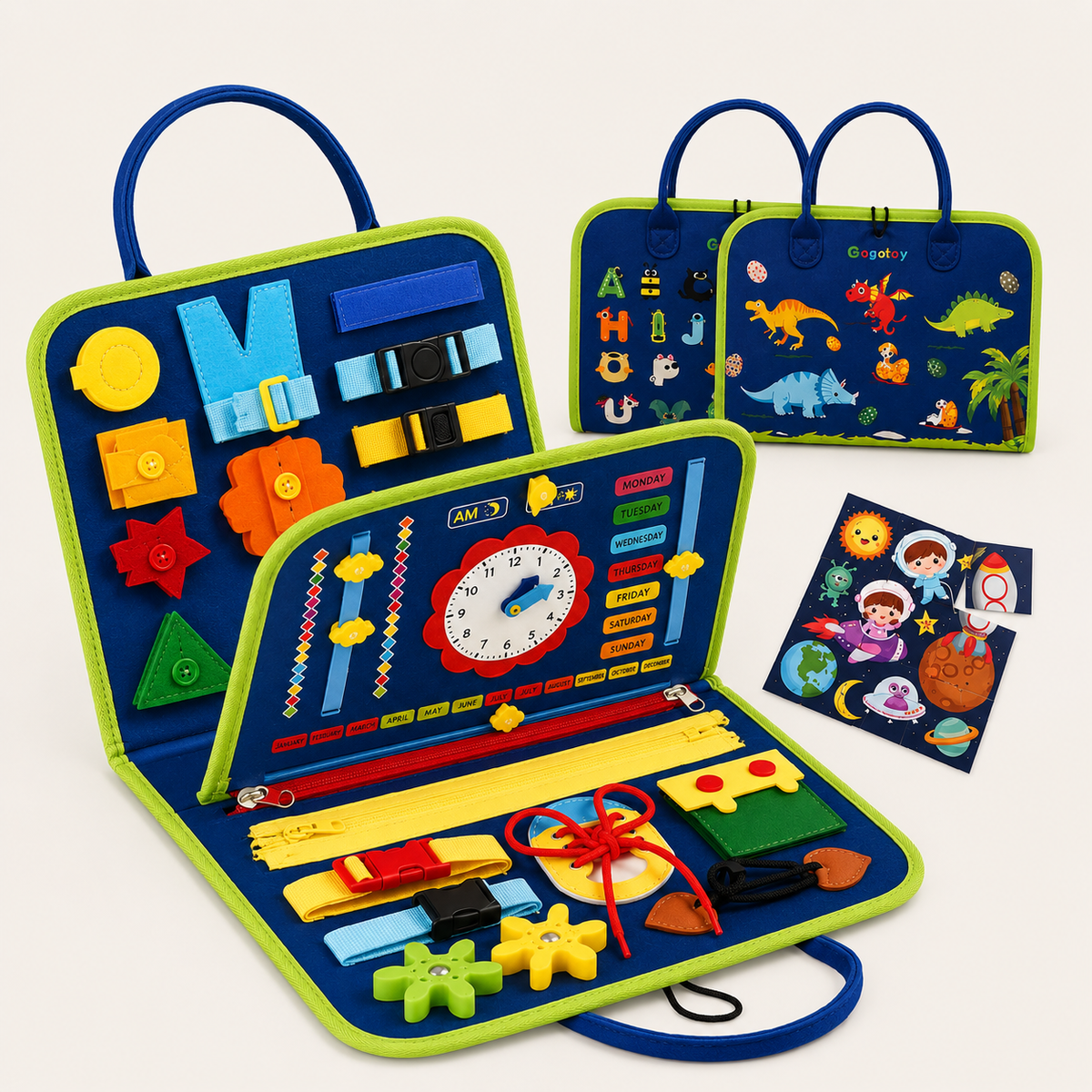 Montessori-vilten leerspellen – quiet book & appelboom