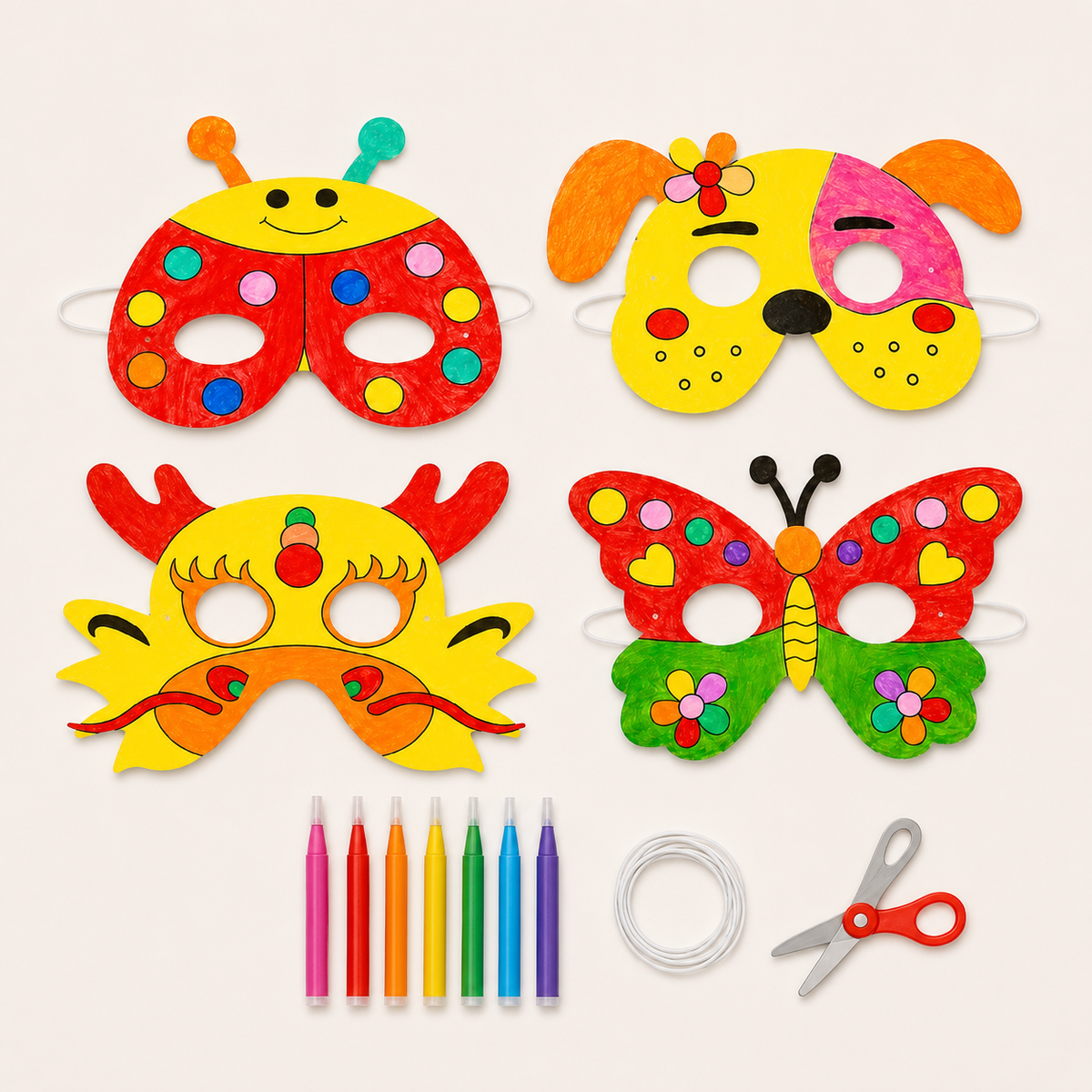 DIY-dierenmaskers om in te kleuren