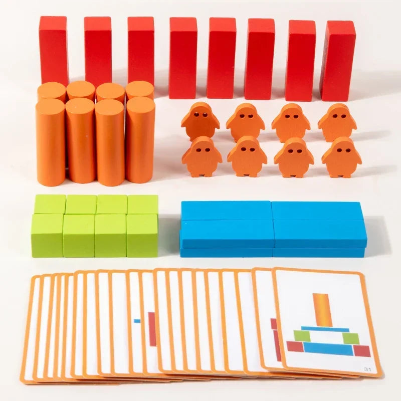 Montessori-logische bouwset met beeldkaarten