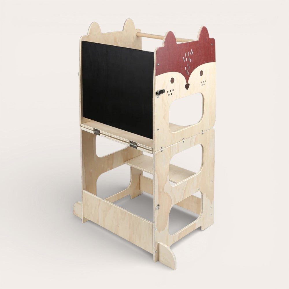 Montessori-leertoren 3-in-1 met tekentafel