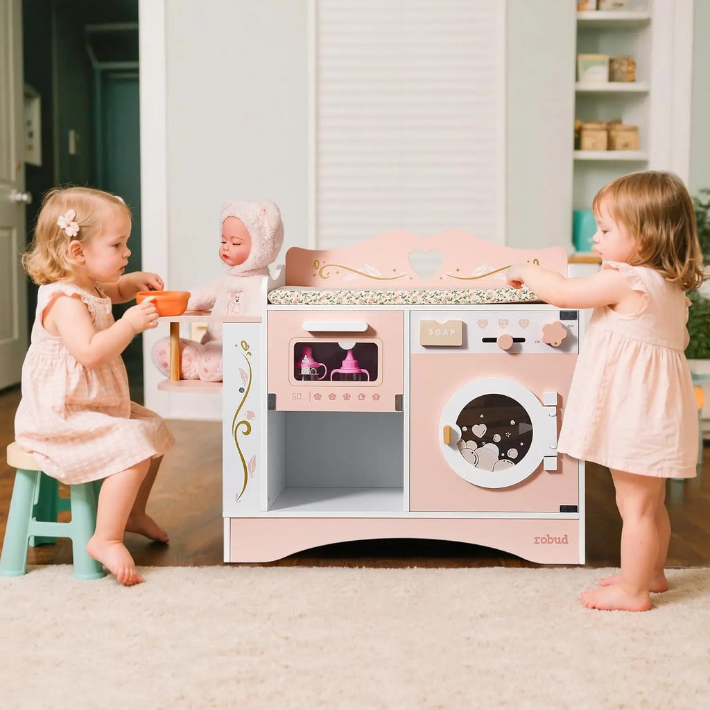 6-in-1 Montessori-poppenverzorgingsstation van hout