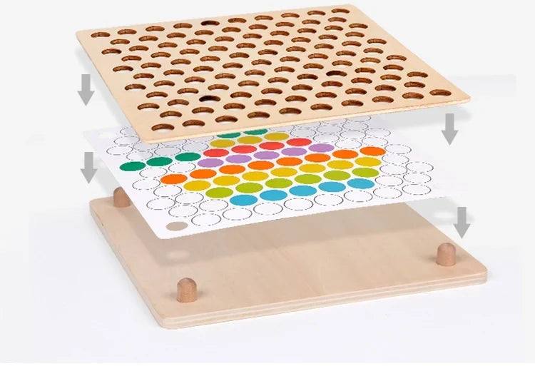 Montessori-kleurpatroonspel met kralen
