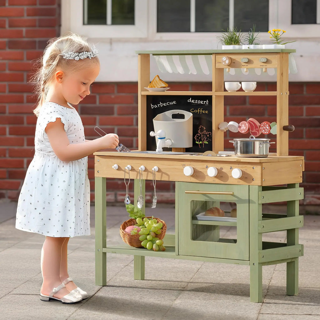 Montessori-houten keuken met spoelbak & oven