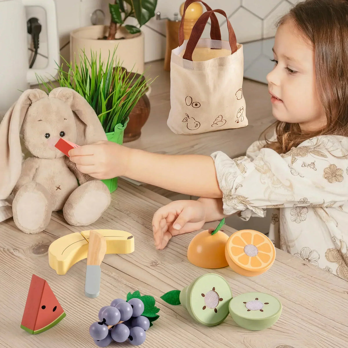 Montessori-snijdset met speelvoedsel