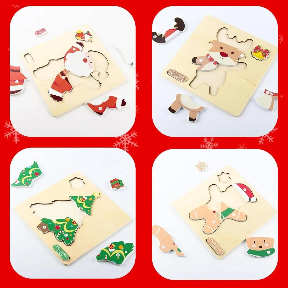 Set van 4 Montessori-kerstpuzzels