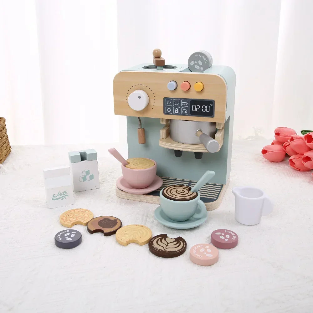 Montessori-houten koffiezetapparaat met accessoires