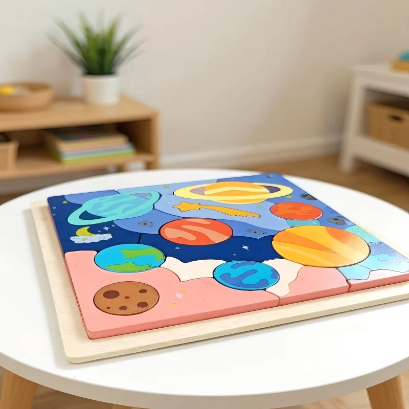 Montessori-houten zonnestelselpuzzel