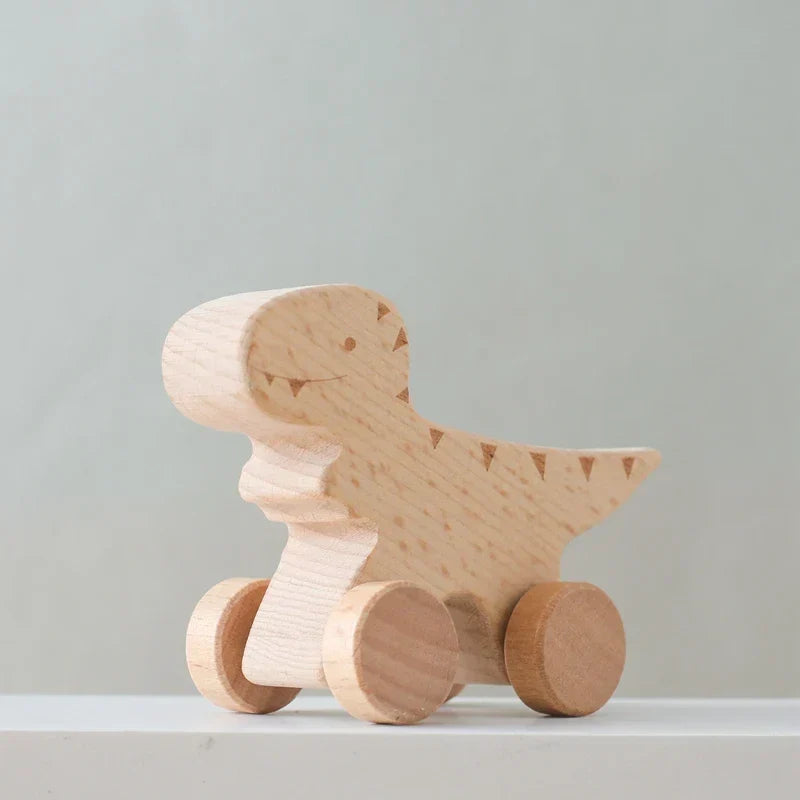 Montessori-houten rollend dinosaurus-speelgoed