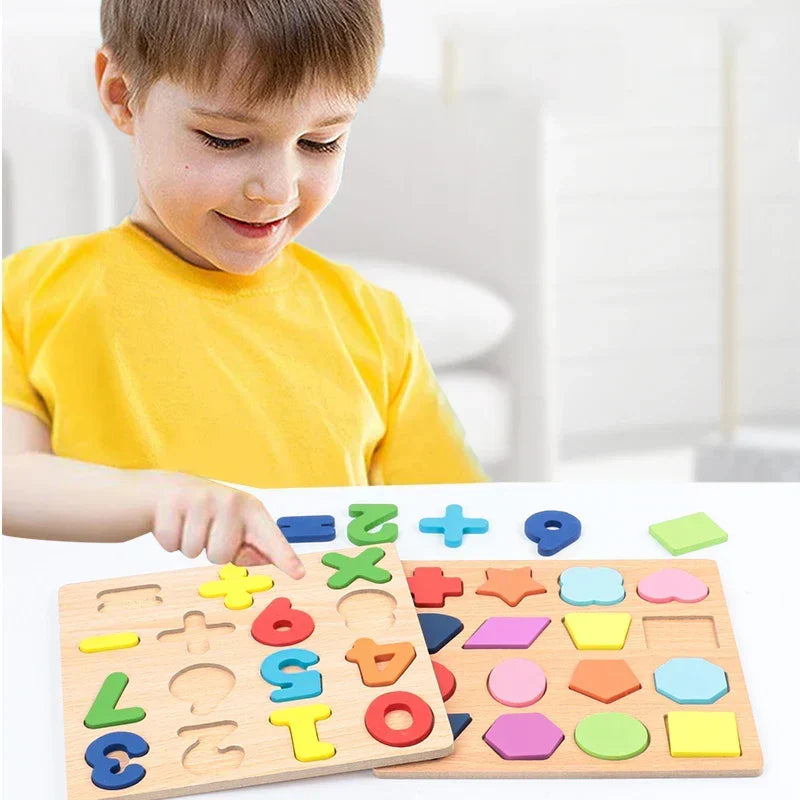 Montessori-leerpuzzels – letters, cijfers & vormen