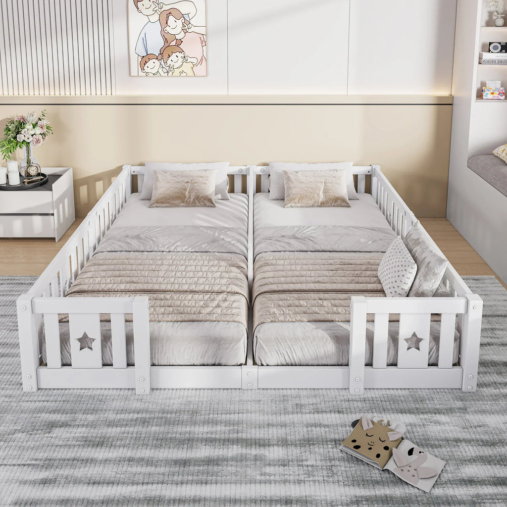 Montessori-dubbel vloerbed met sterren