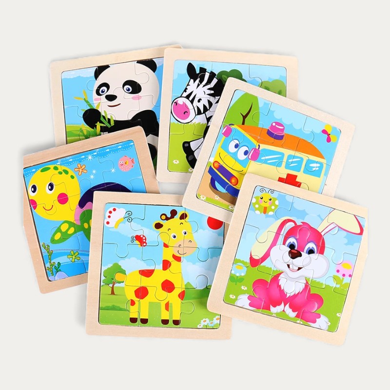 Montessori-dierenpuzzel – 15 houten dierenmotieven