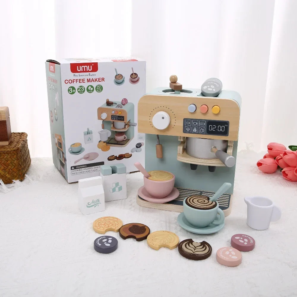 Montessori-houten koffiezetapparaat met accessoires