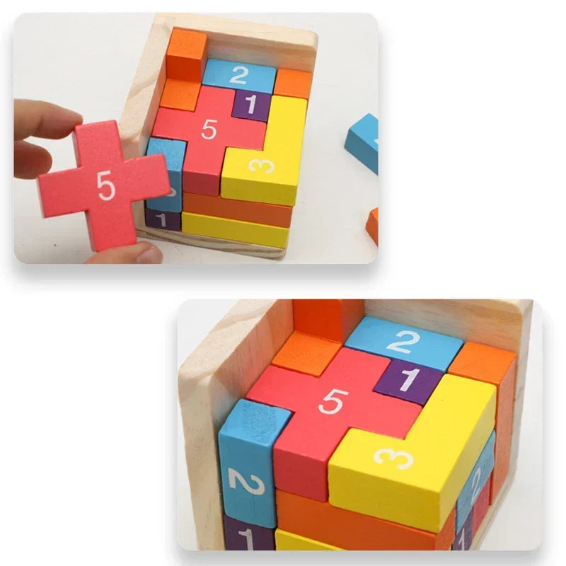 Montessori-3D-kubuspuzzel van hout