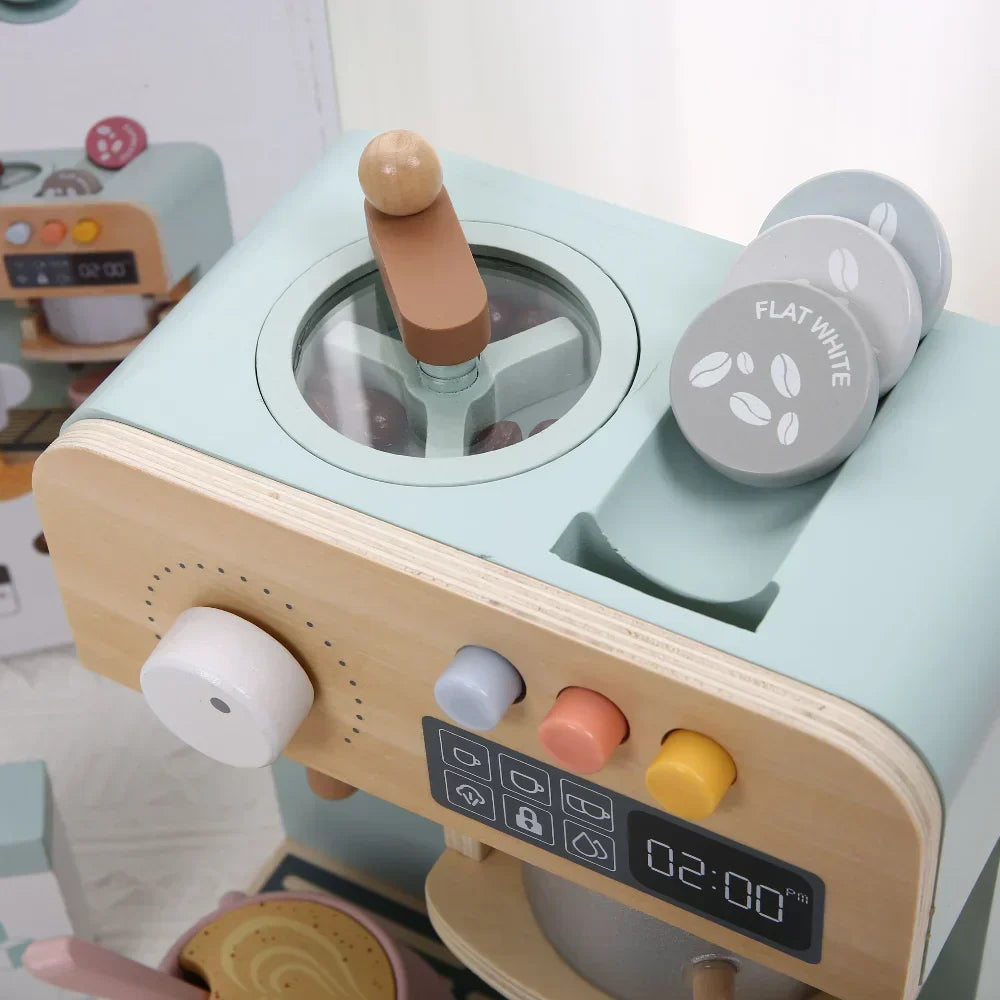 Montessori-houten koffiezetapparaat met accessoires