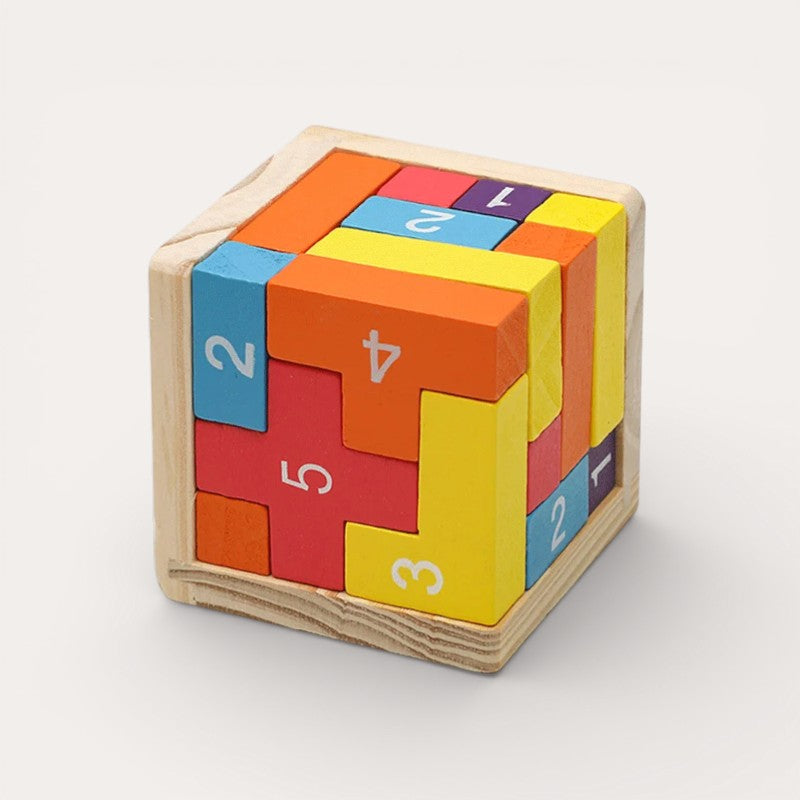 Montessori-3D-kubuspuzzel van hout