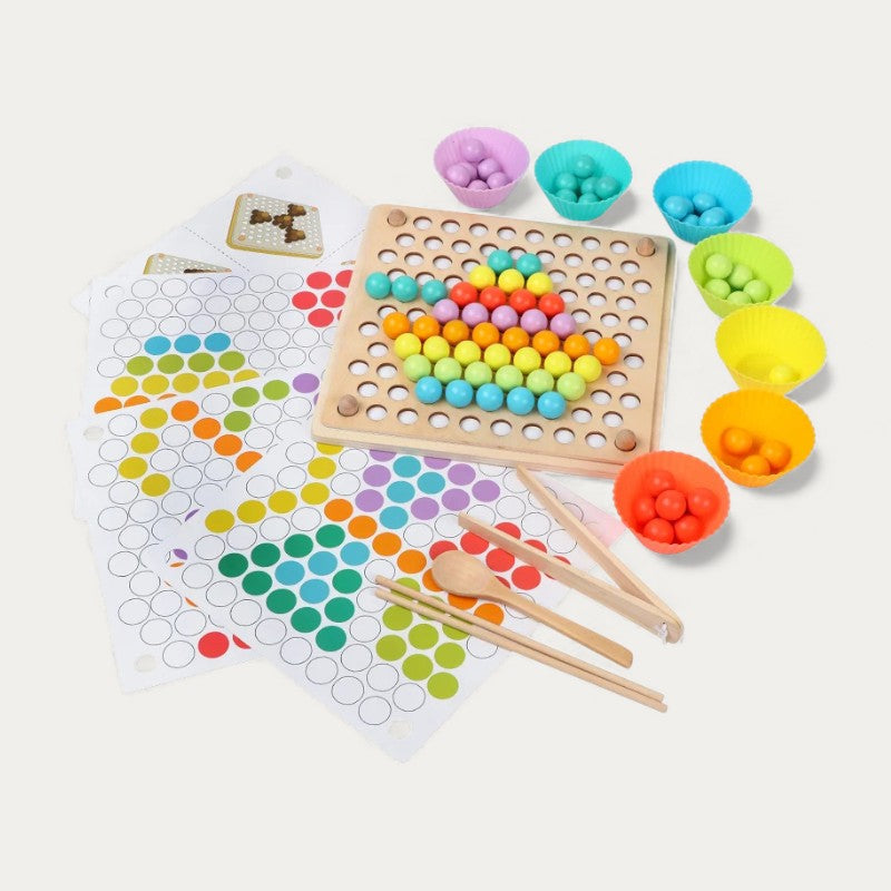 Montessori-kleurpatroonspel met kralen