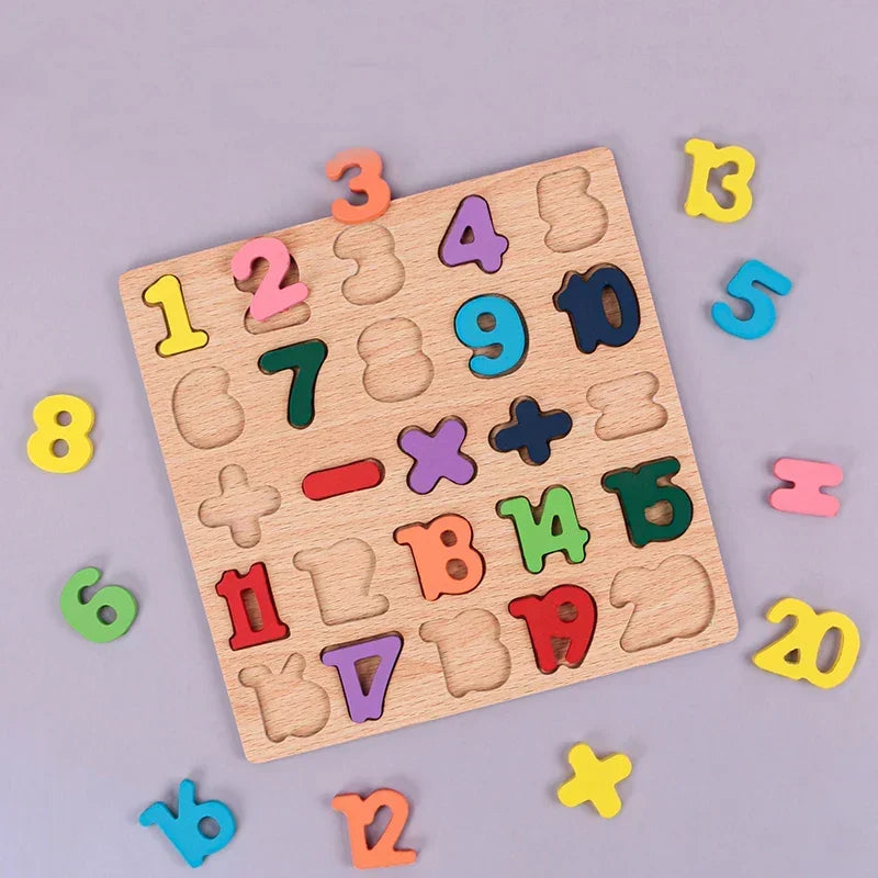 Montessori-leerpuzzels – letters, cijfers & vormen