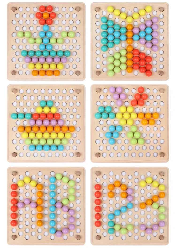 Montessori-kleurpatroonspel met kralen