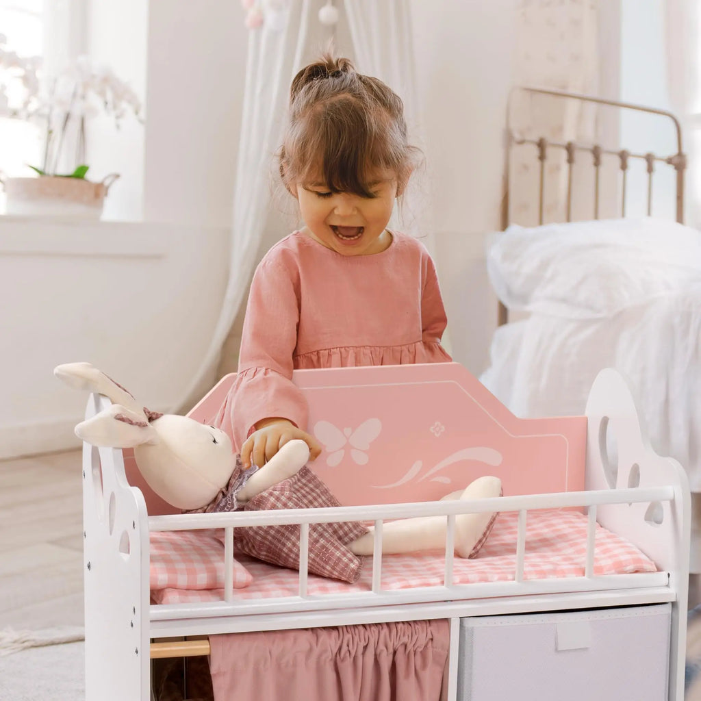 Montessori-poppenbed met kledingkast
