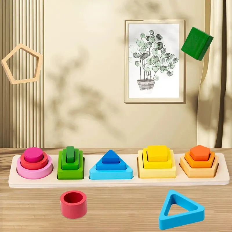 Montessori-stapelpiramides met vormen