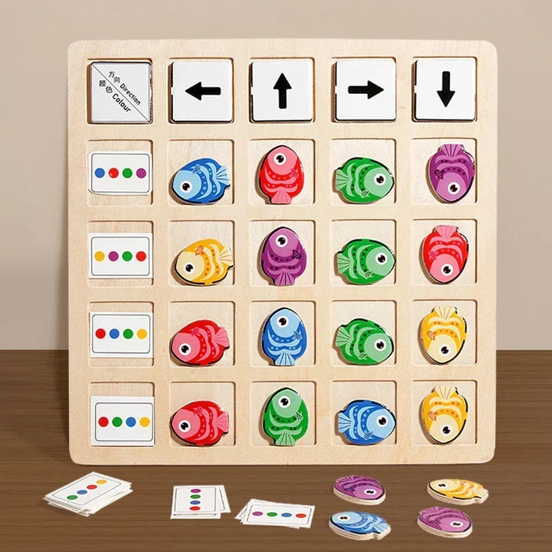 Montessori-vispuzzel om kleuren te sorteren