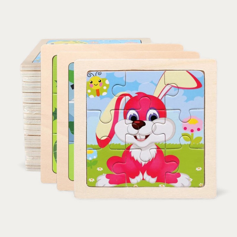 Montessori-dierenpuzzel – 15 houten dierenmotieven