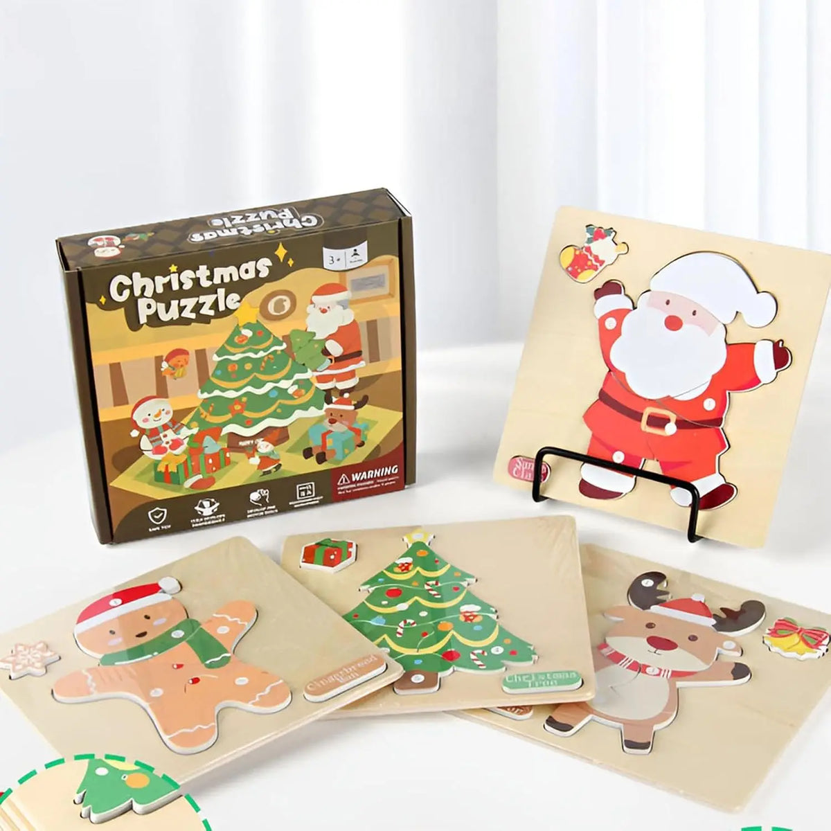 Set van 4 Montessori-kerstpuzzels