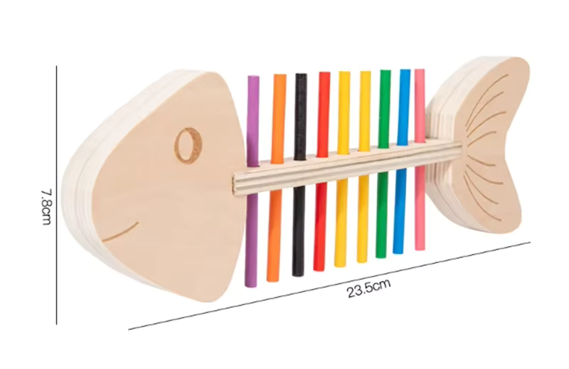 Montessori-visgraatpuzzel met gekleurde staafjes