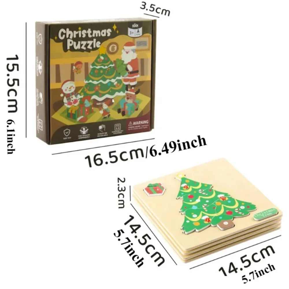 Set van 4 Montessori-kerstpuzzels