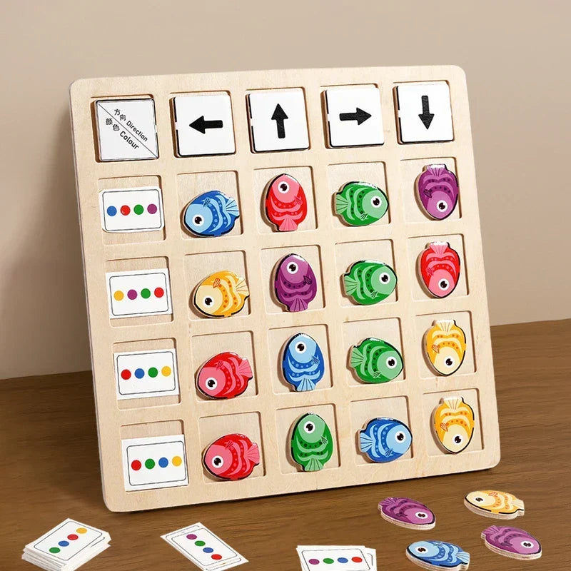 Montessori-vispuzzel om kleuren te sorteren
