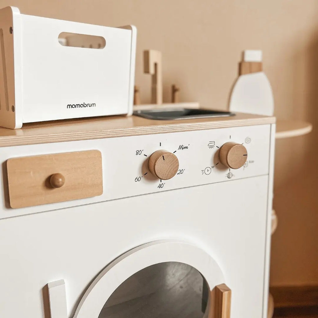 Montessori-houten speelwasmachine