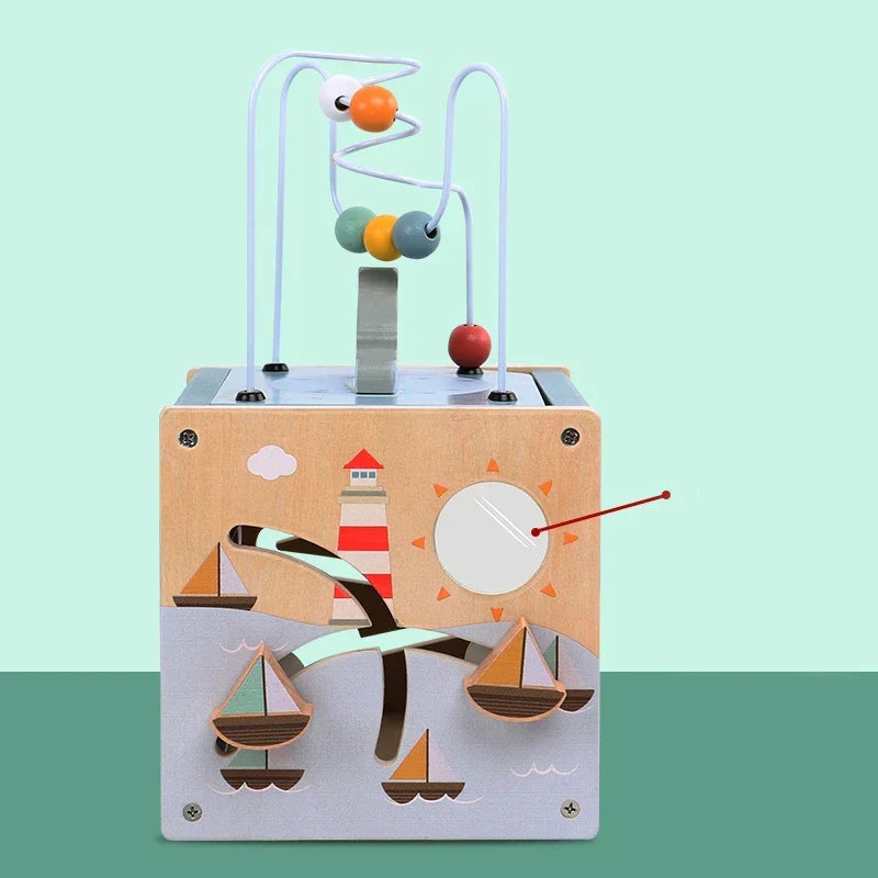 Montessori-activiteitenkubus van hout