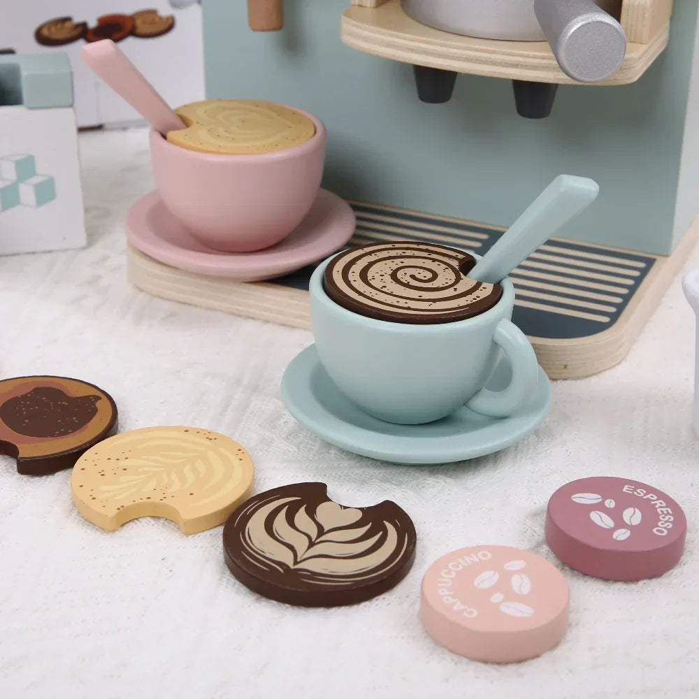 Montessori-houten koffiezetapparaat met accessoires