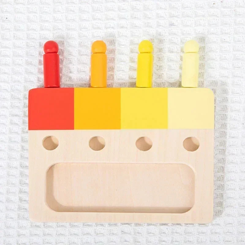 Montessori-kleursorteerspel met houten schijfjes