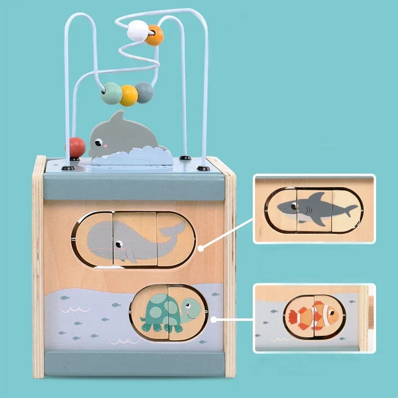 Montessori-activiteitenkubus van hout