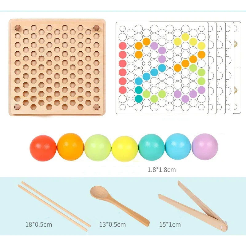 Montessori-kleurpatroonspel met kralen