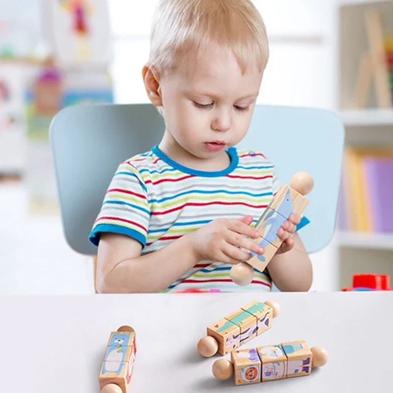 Montessori-houten figurenbouwset