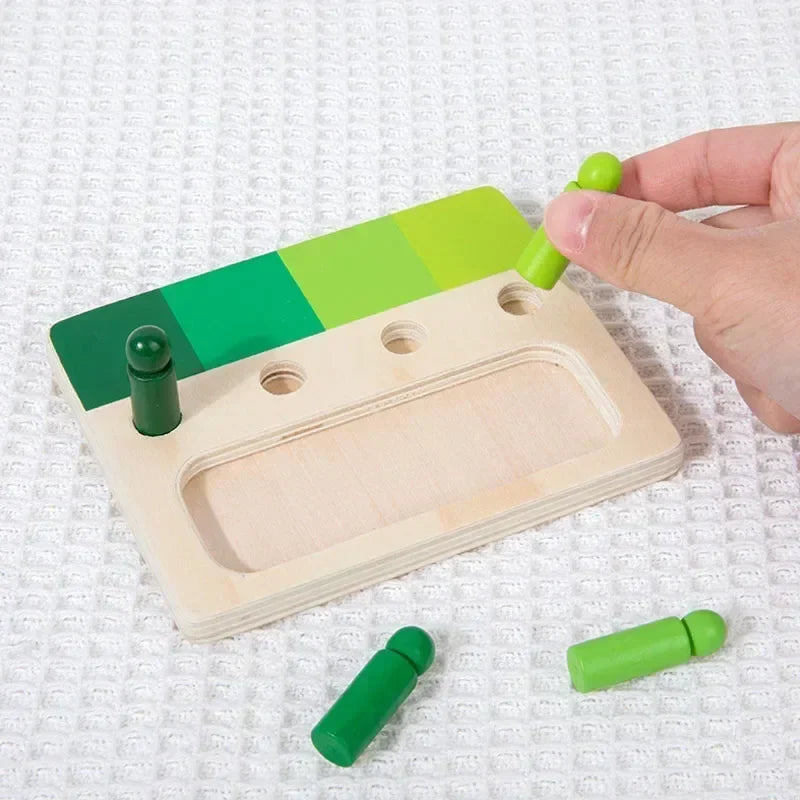 Montessori-kleursorteerspel met houten schijfjes